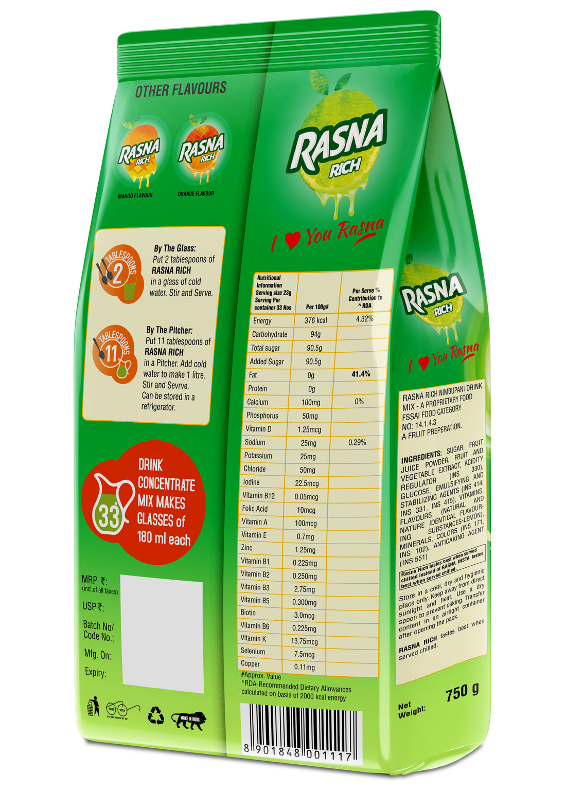 Rasna Insta 750g Lemon