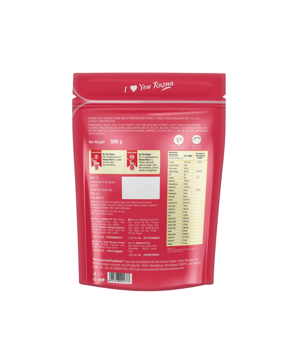 Rasna Rich Zipper Pack - Guava Flavour