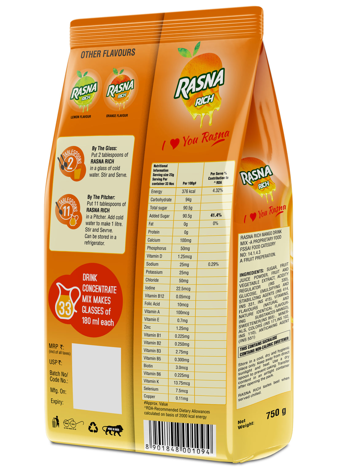 Rasna Insta 750g Mango