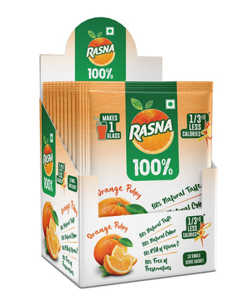 Rasna 100% Orange Pulpy Tenner Pack