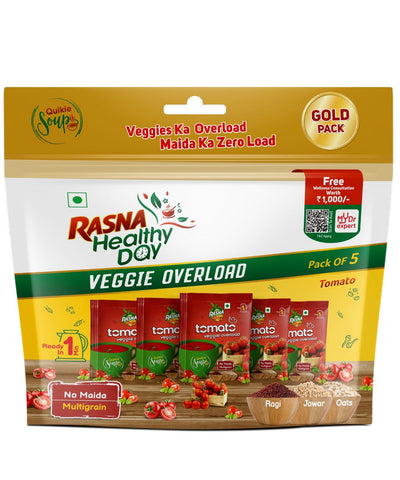 Rasna Quikie Veggie Overload Soup: Tomato Pack of 5 Combo