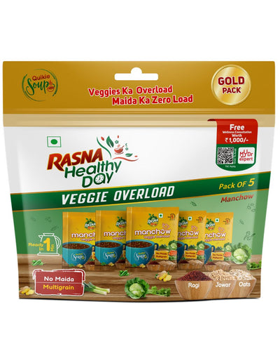 Rasna Quikie Veggie Overload Soup: Manchow Pack of 5 Combo