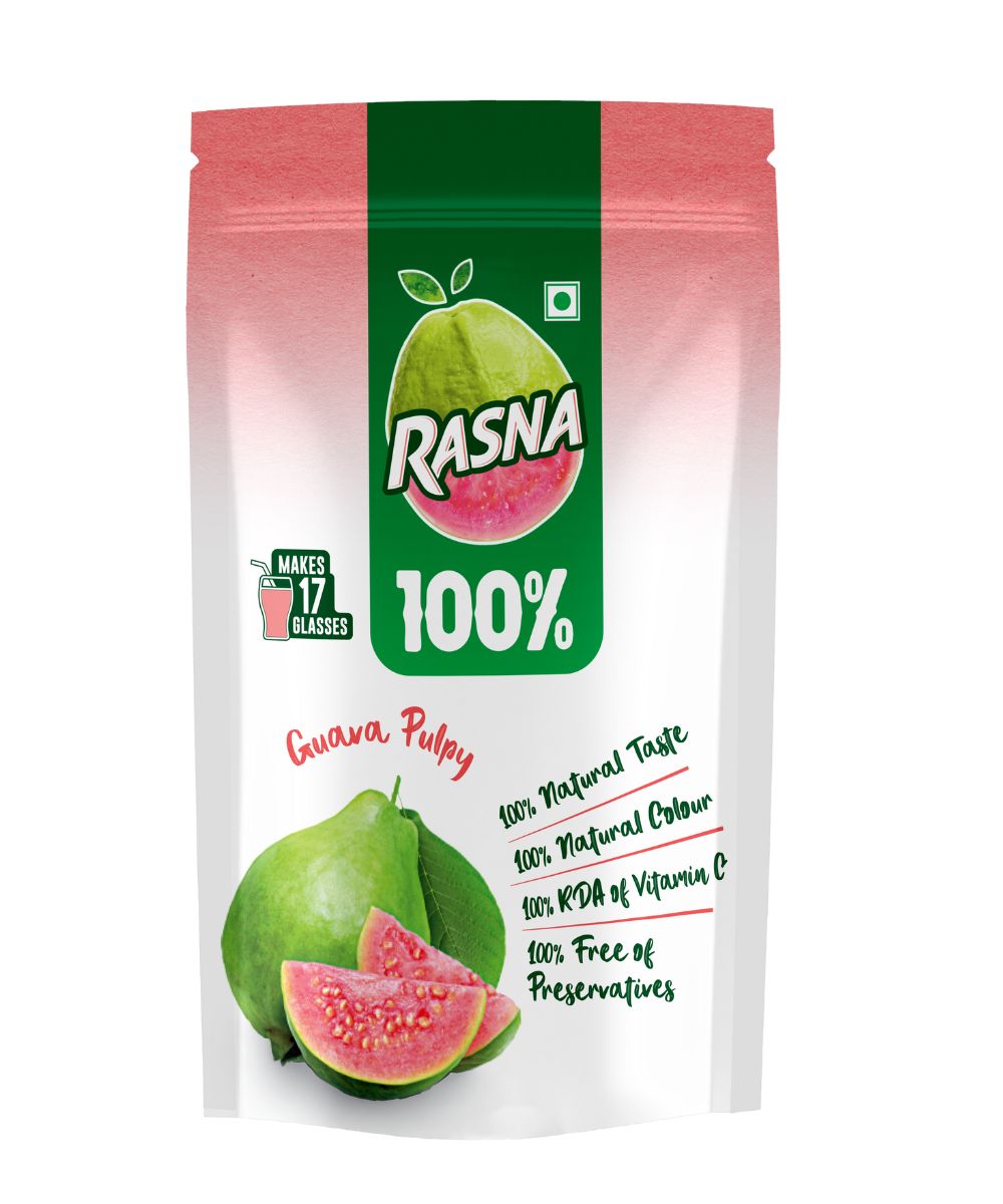 Rasna 100% 400gm zipper pouch: Guava
