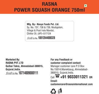 Rasna Nutri+ Squash 750 ml-Orange
