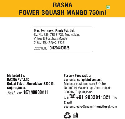 Rasna Power Squash Mango 750 ml