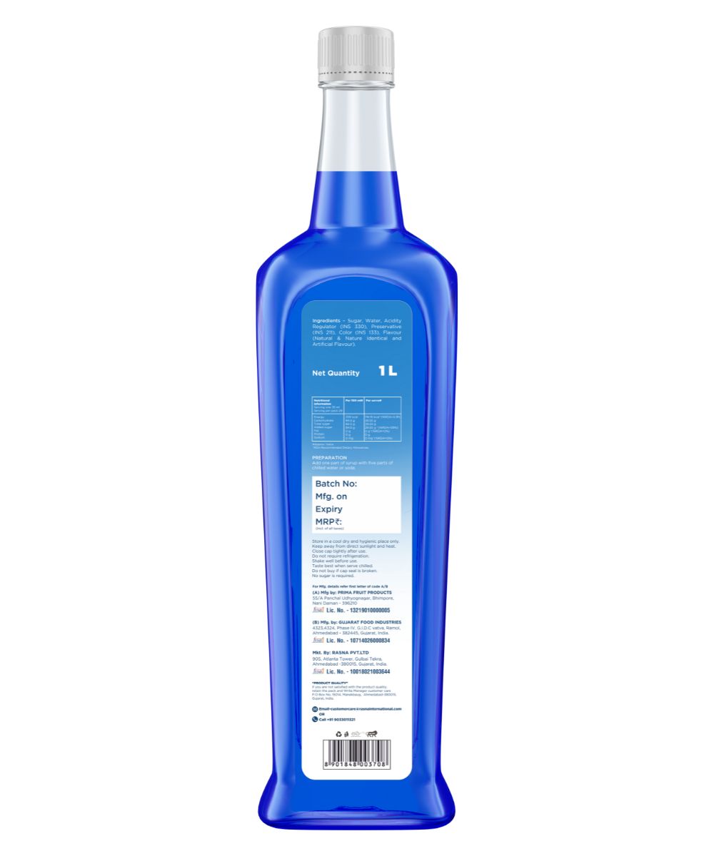 Rasna Blue Curacao Syrup 1 Ltr