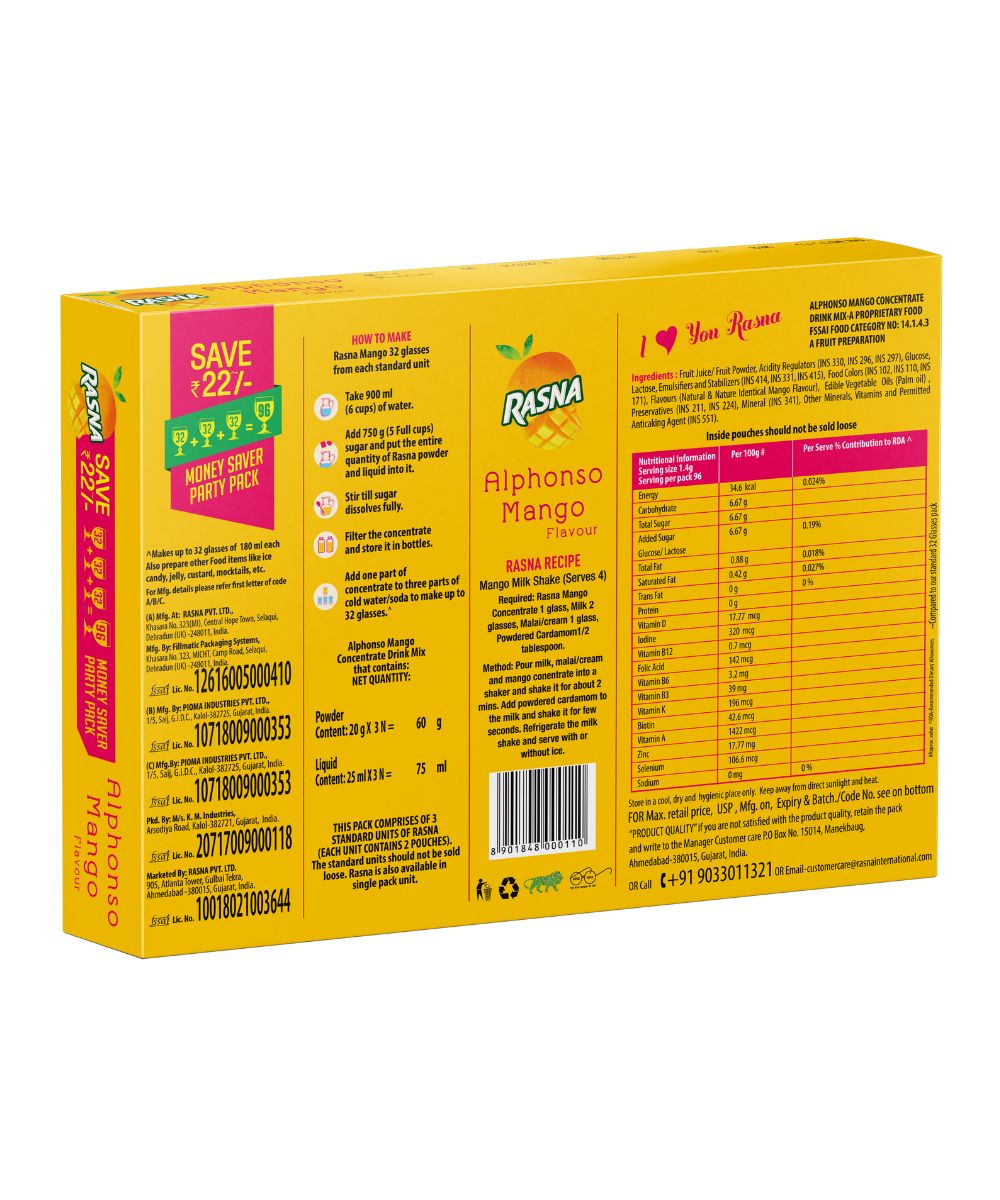 Rasna - Money Saver Pack - Mango Flavour