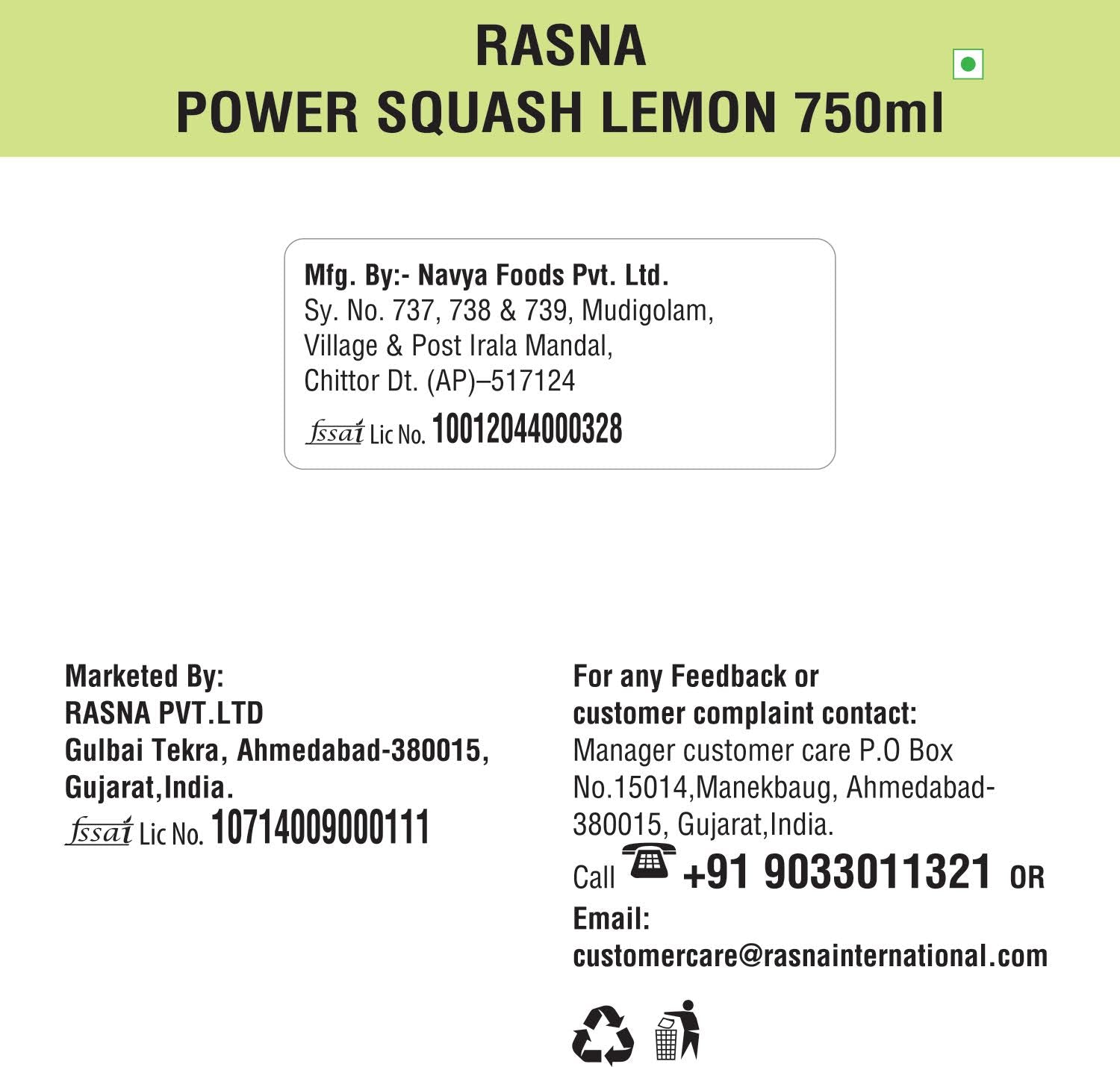 Rasna Nutri+ Squash 750 ml-Lemon