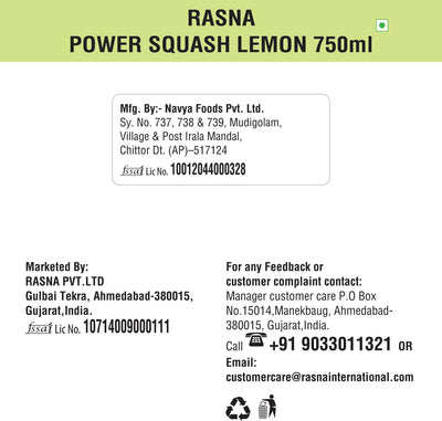 Rasna Nutri+ Squash 750 ml-Lemon