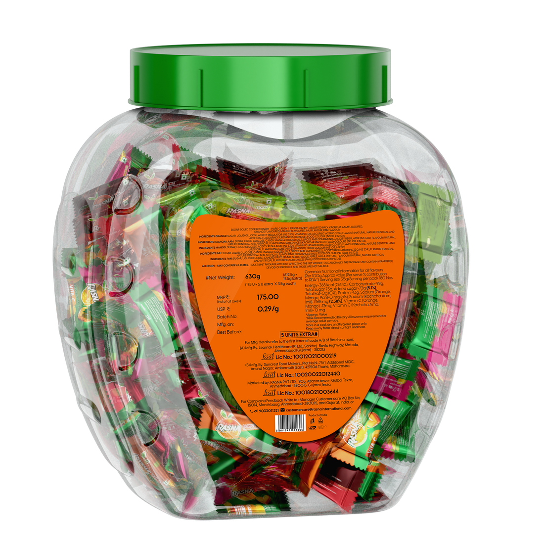Rasna Candy Jar  Assorted ( ORG + MNG + KAM +Imli +Pan )