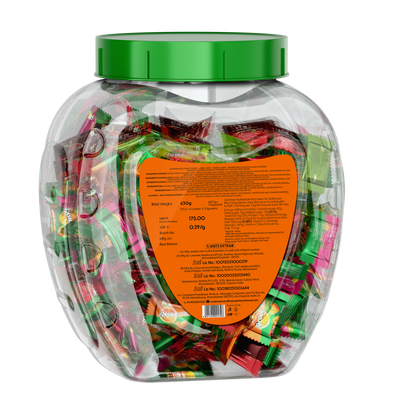 Rasna Candy Jar  Assorted ( ORG + MNG + KAM +Imli +Pan ) 175 PCS + 5 PCS