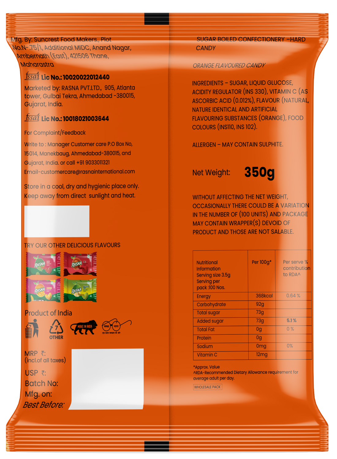 Rasna Candy Pouches Orange