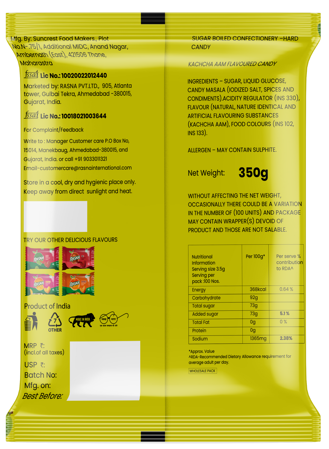 Rasna Candy Pouches Kachacha aam