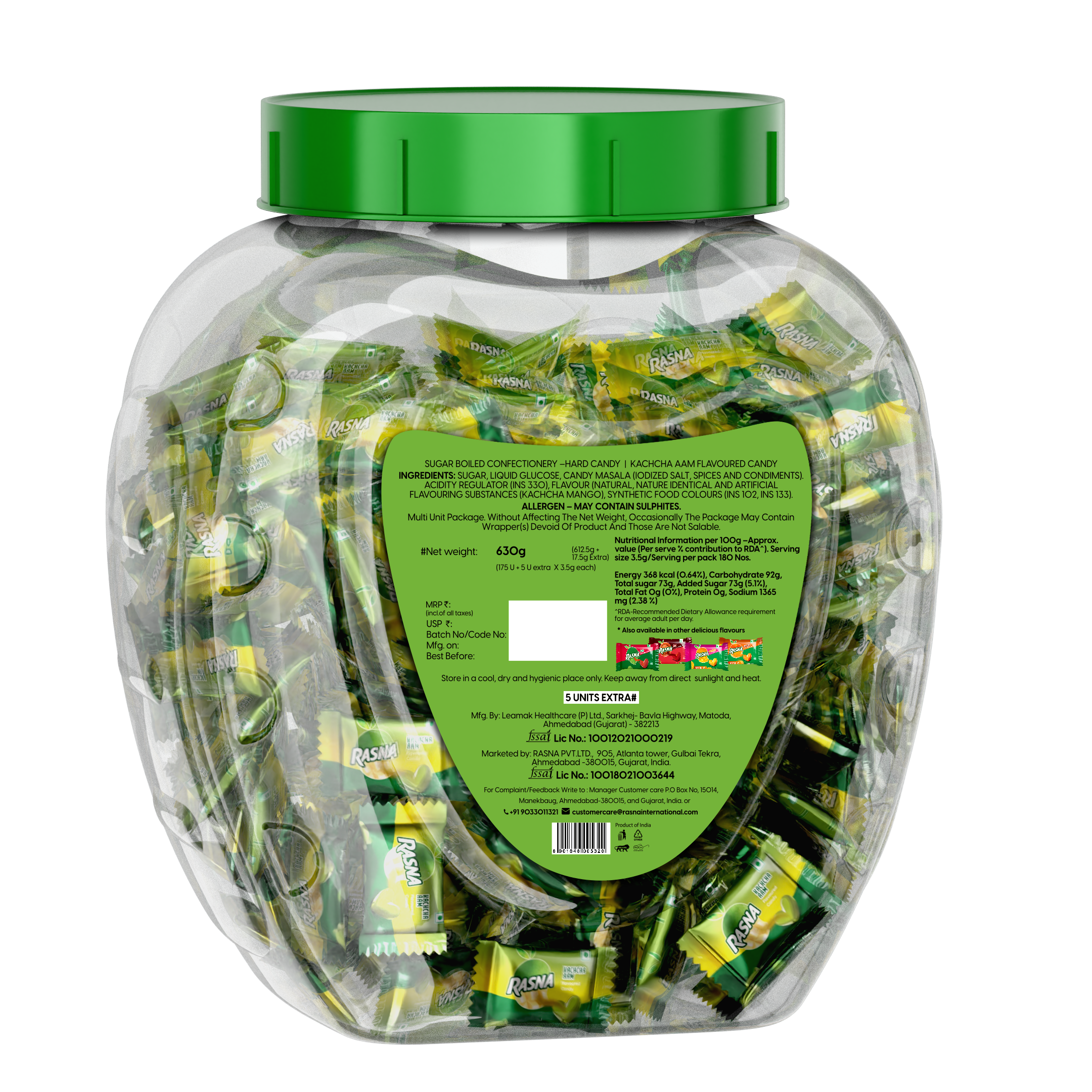 Rasna Candy Jar  Kachcha Aam 175 PCS + 5 PCS