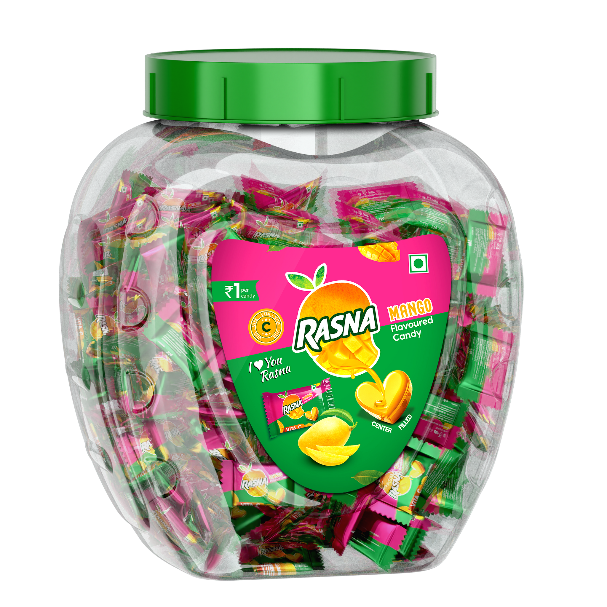 Rasna Candy Jar  Mango 175 PCS + 5 PCS