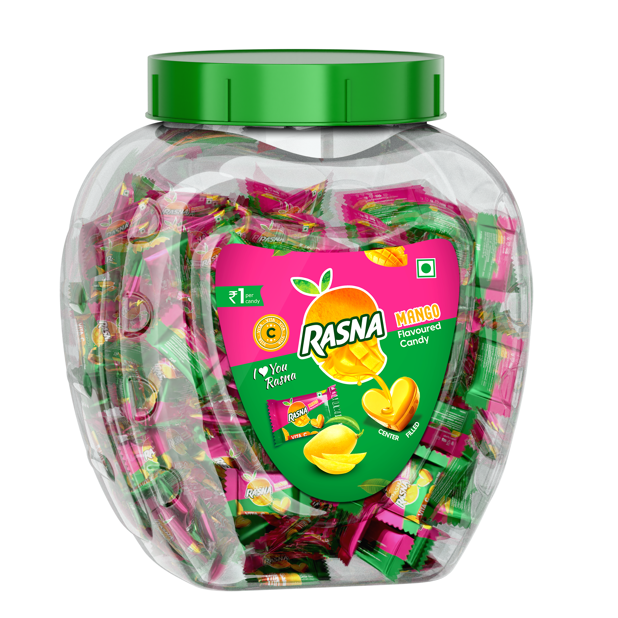 Rasna Candy Jar  Mango 175 PCS + 5 PCS
