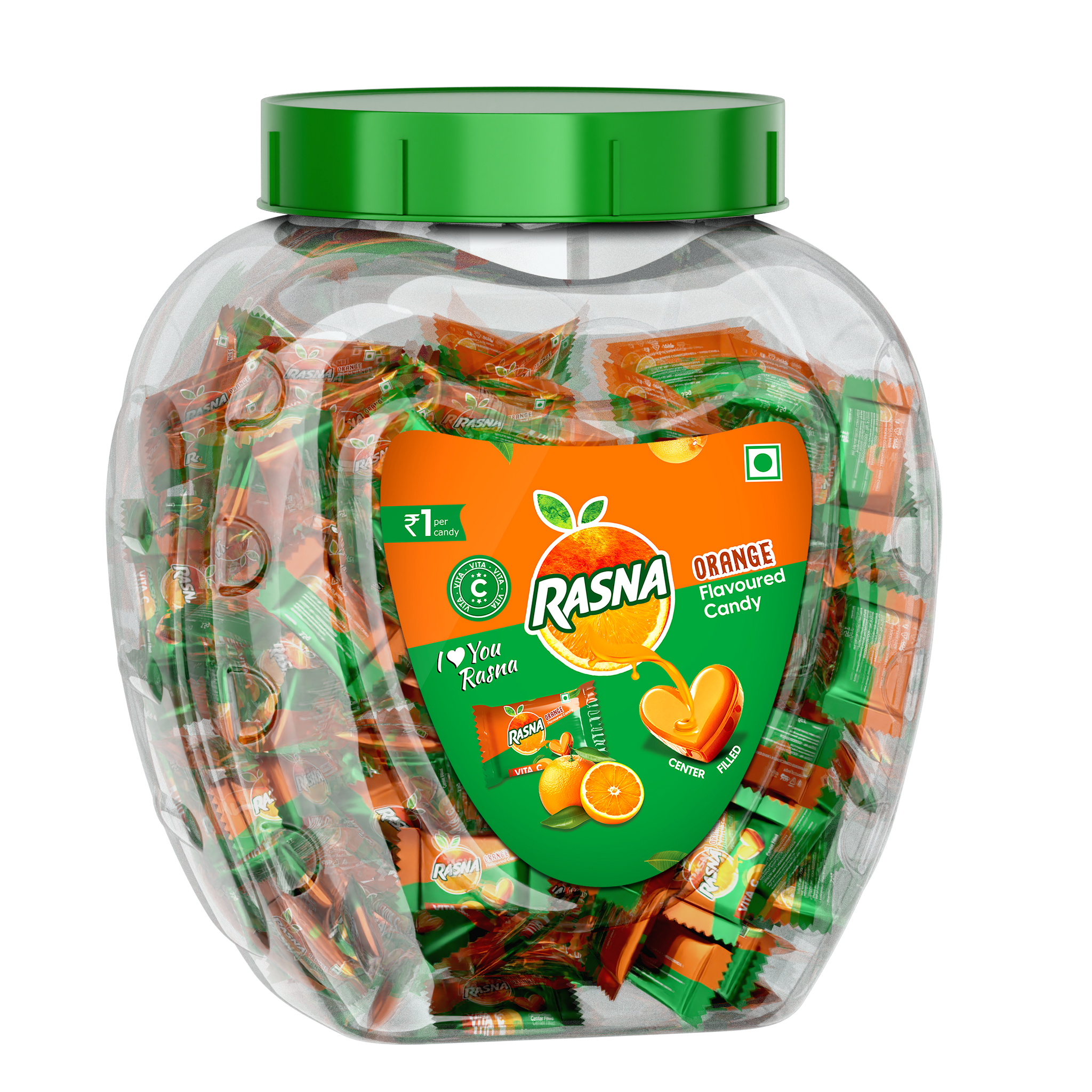 Rasna Candy Jar Orange 175 PCS + 5 PCS