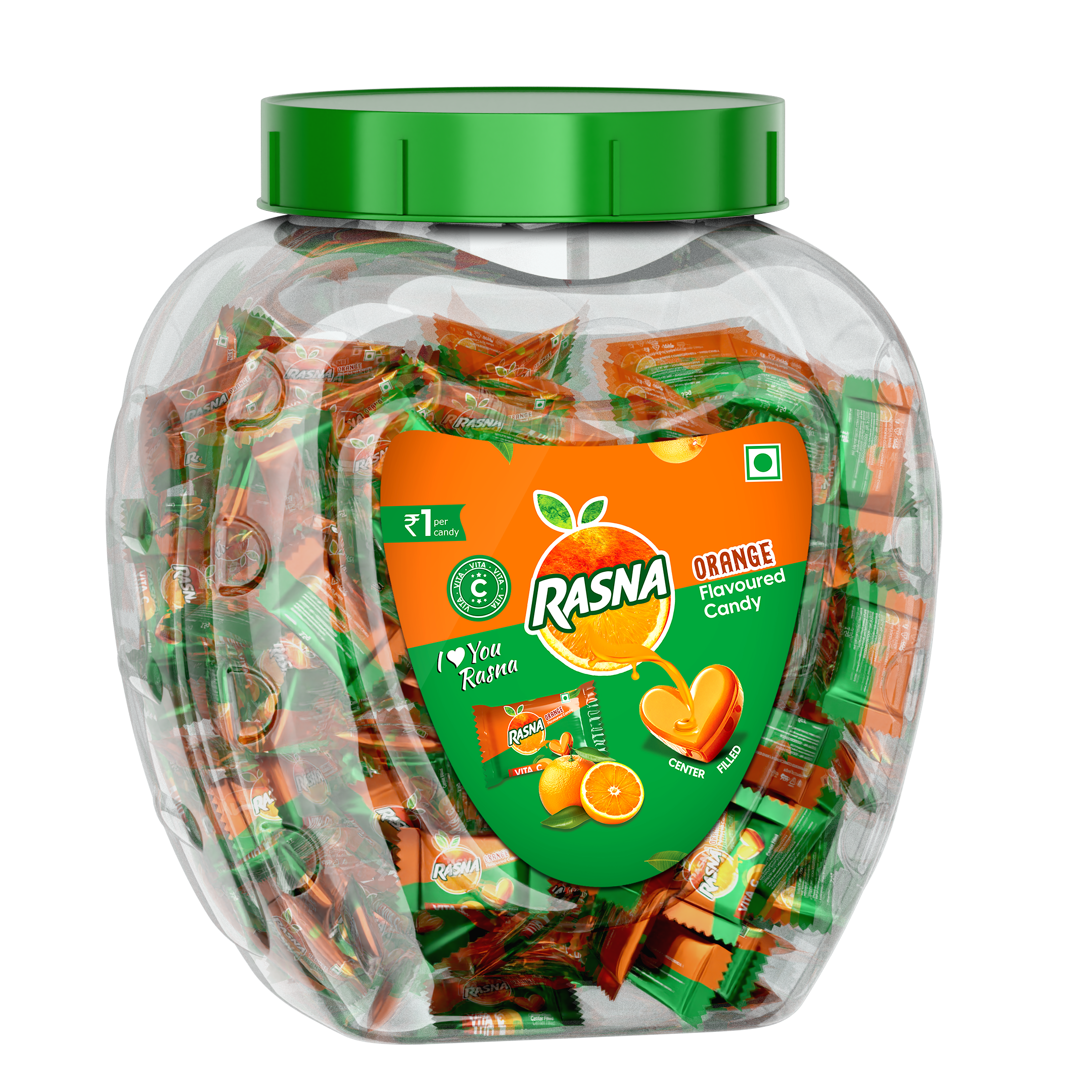 Rasna Candy Jar Orange 175 PCS + 5 PCS