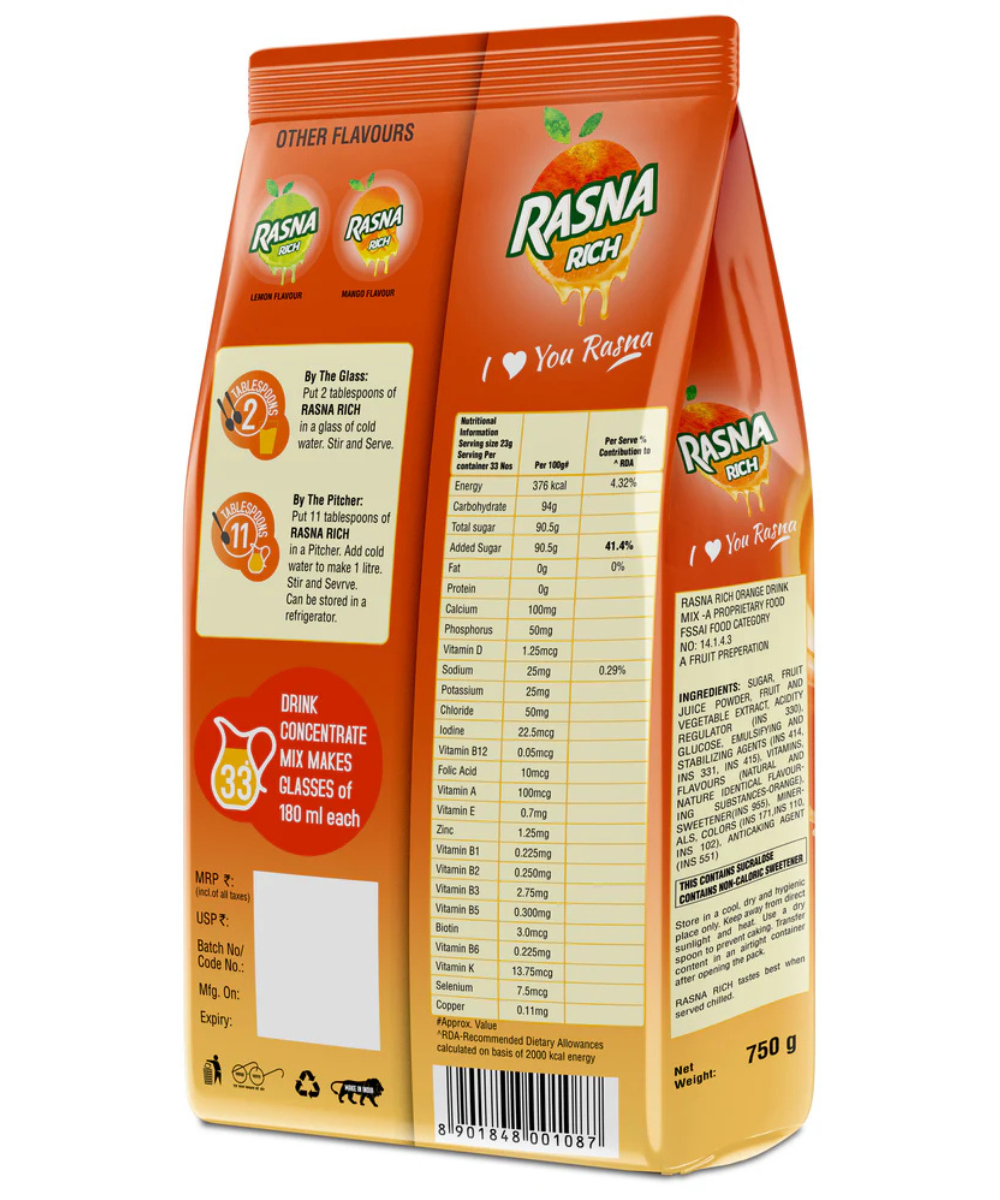 Rasna Insta 750g Orange