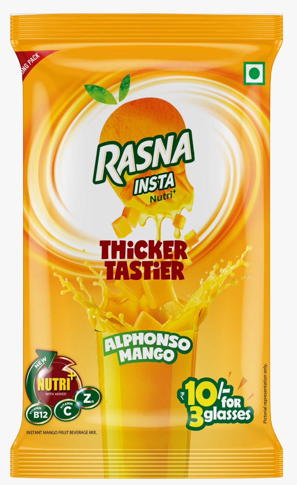 Rasna Insta Nutri+ 10 KA 3 Rs. 10 Pack: Mango (Pack of 10 pcs.)