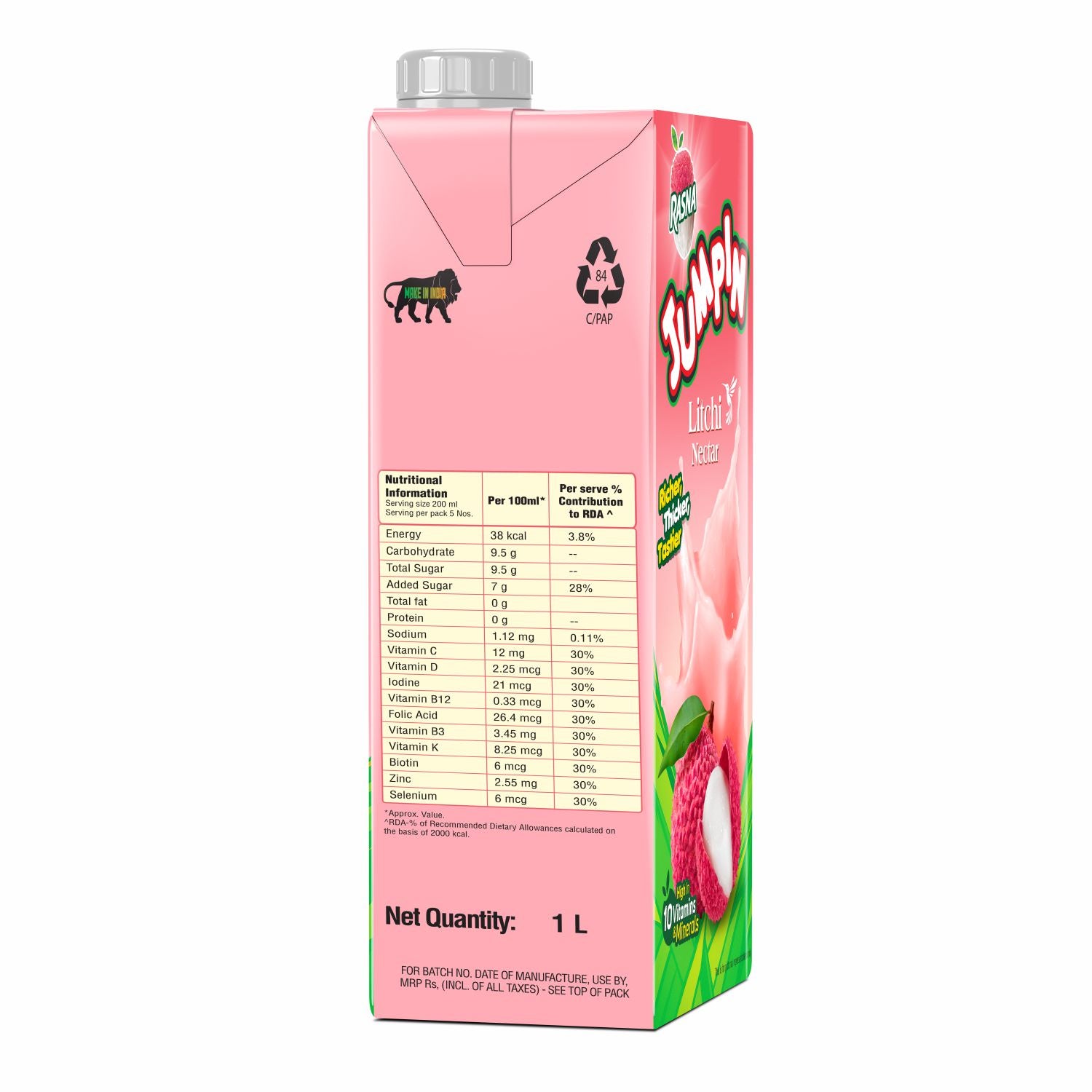 RASNA JUMPIN LITCHI NECTAR 1 LTR