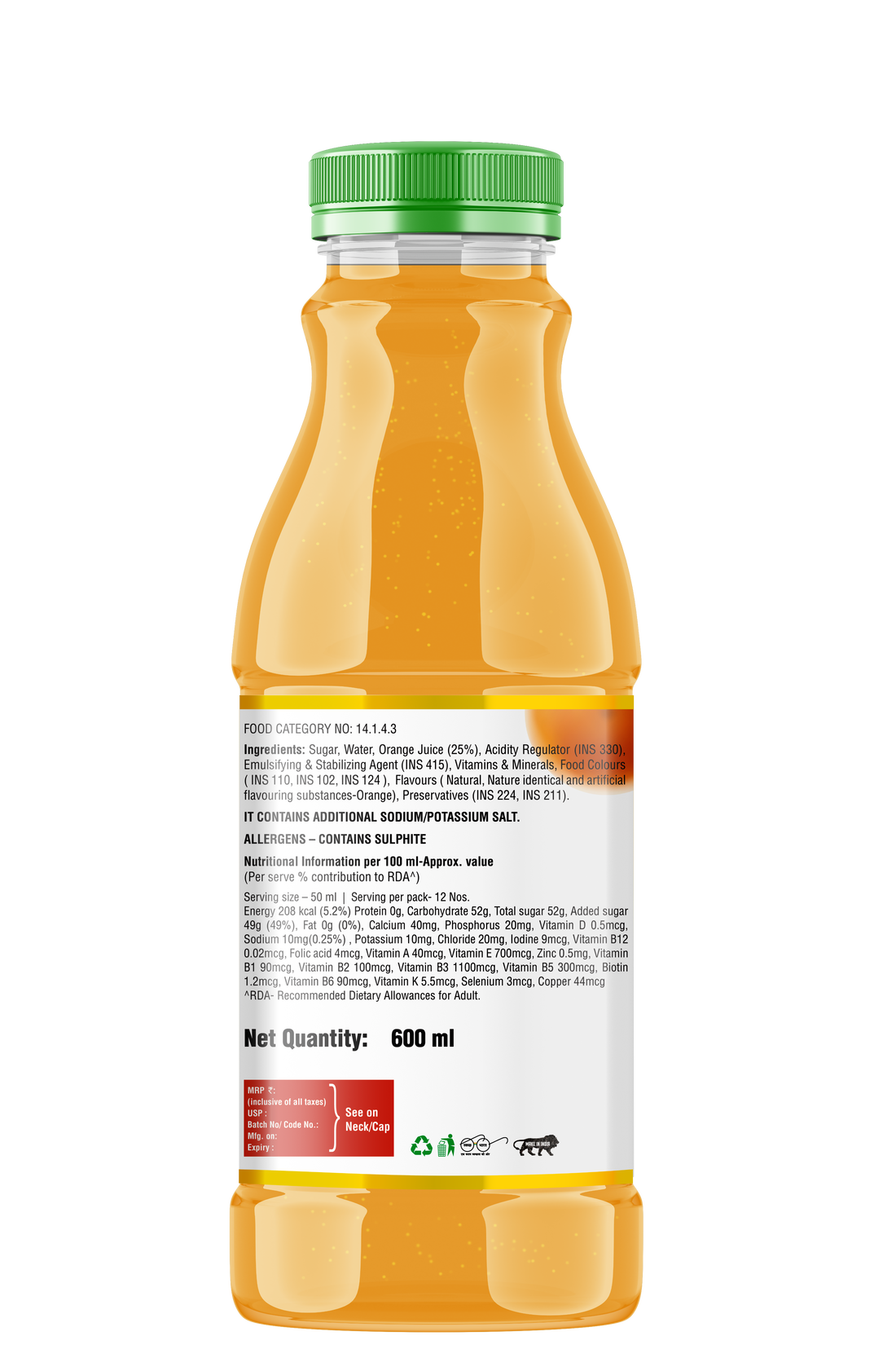 Rasna Power Squash Orange 600ml