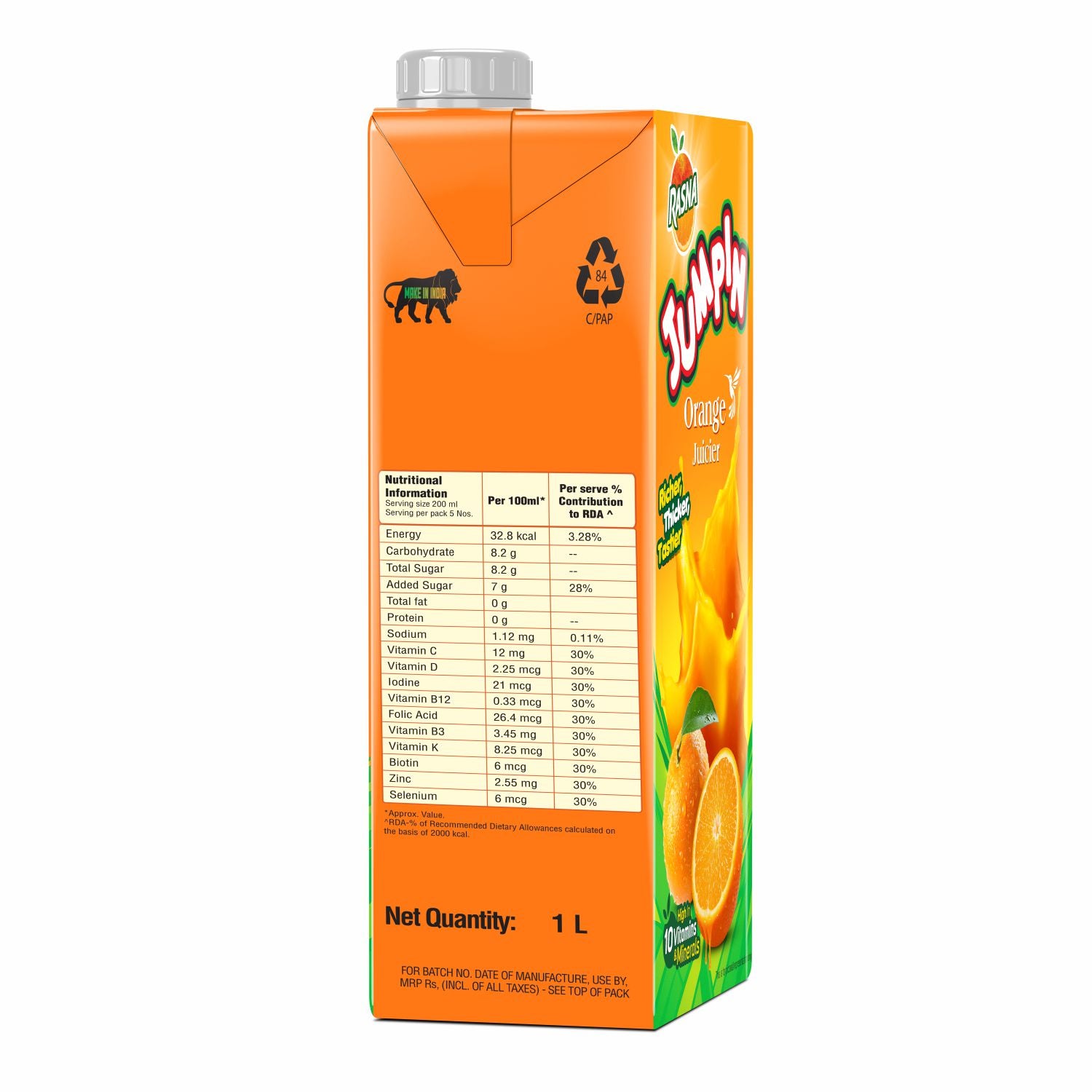 RASNA JUMPIN ORANGE JUCIER 1 LTR